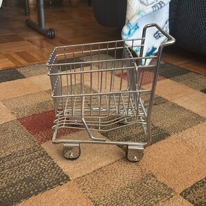 vintage small metal shopping cart decor